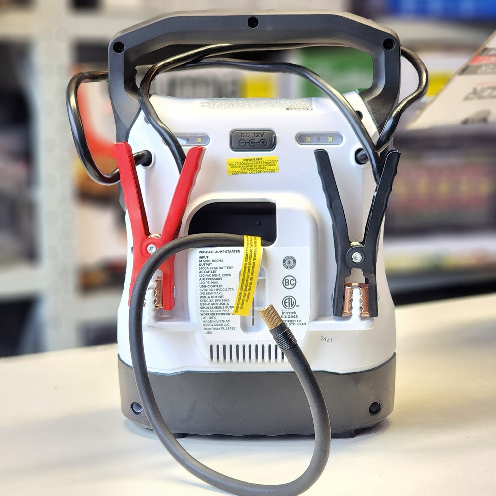 1400A Jump Starter, Compressor, USB and AC Power (VECJ14C) 1400A Jump Starter, Compressor, USB and AC Power (VECJ14C)